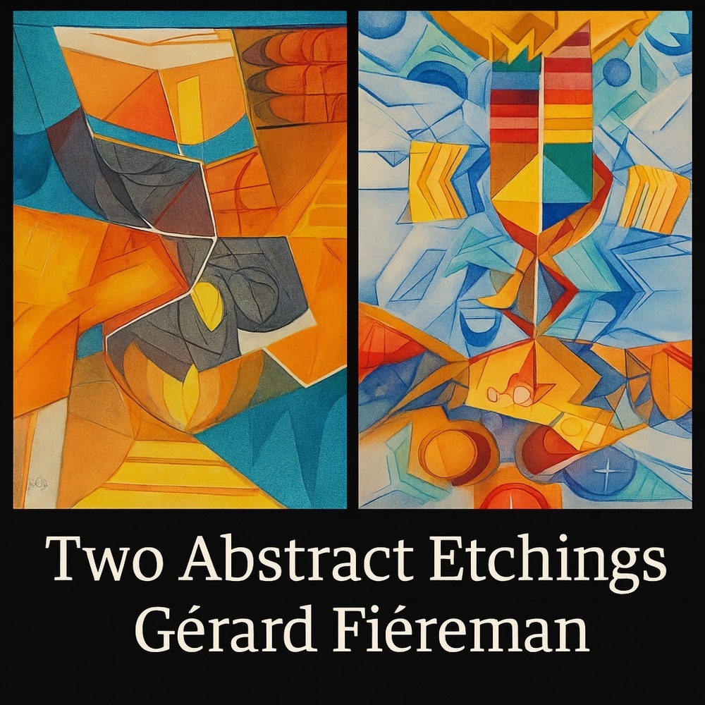 Gerard Fitremann. Two Untitled Works Etchings, aquatint in colors on woven paper